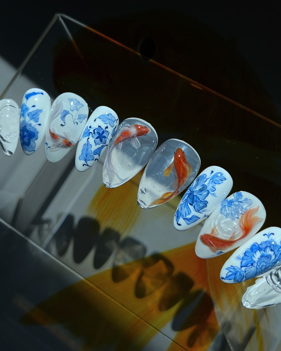 Koi Story - 3D Layered Koi Painting with Blue and White