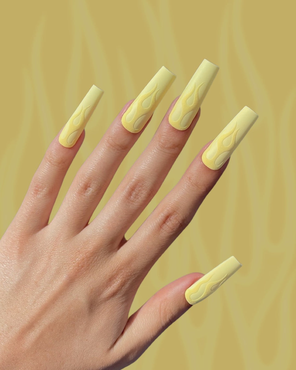 Pastel yellow coffin deals nails