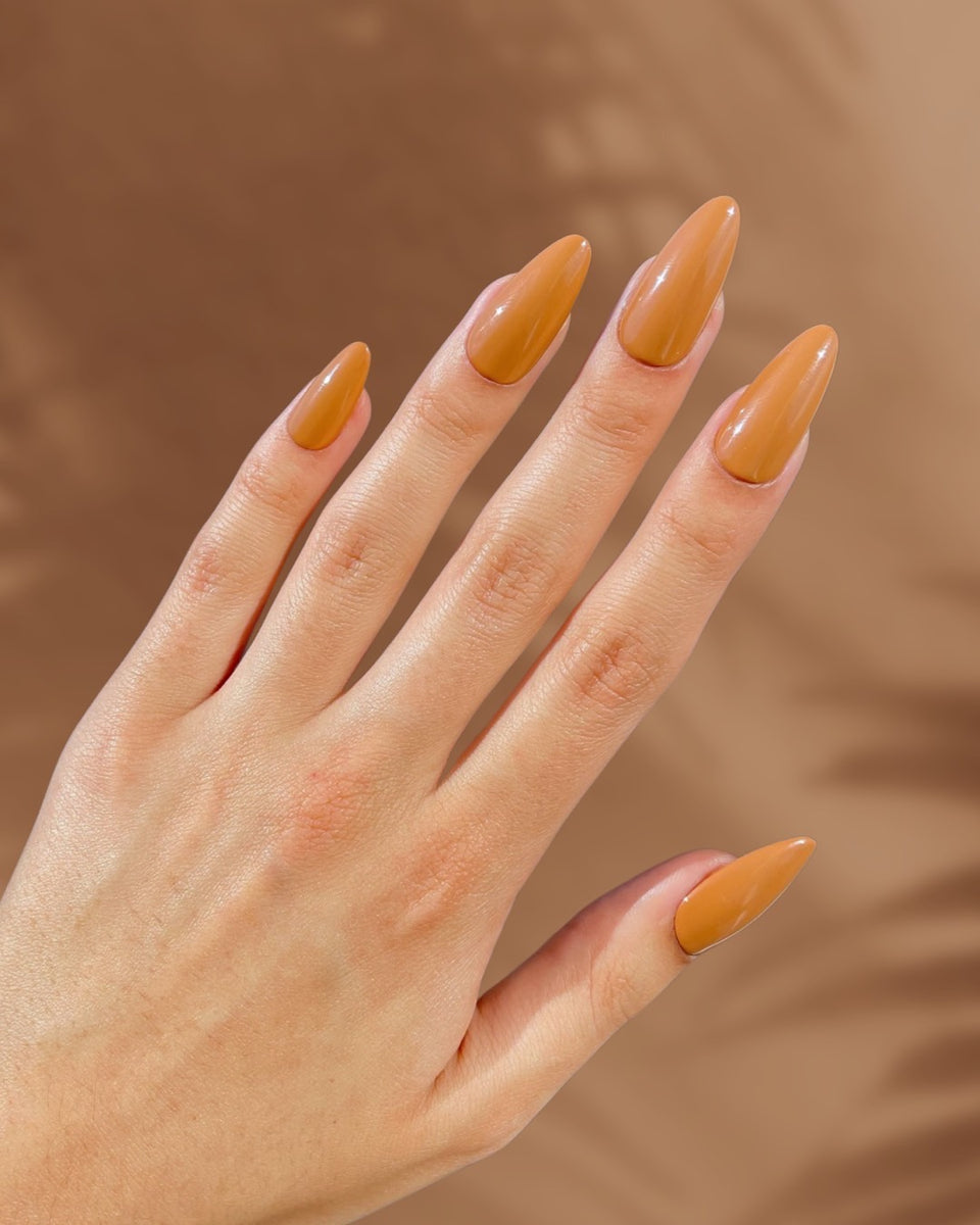 Classic Caramel Brown Nails That Shine