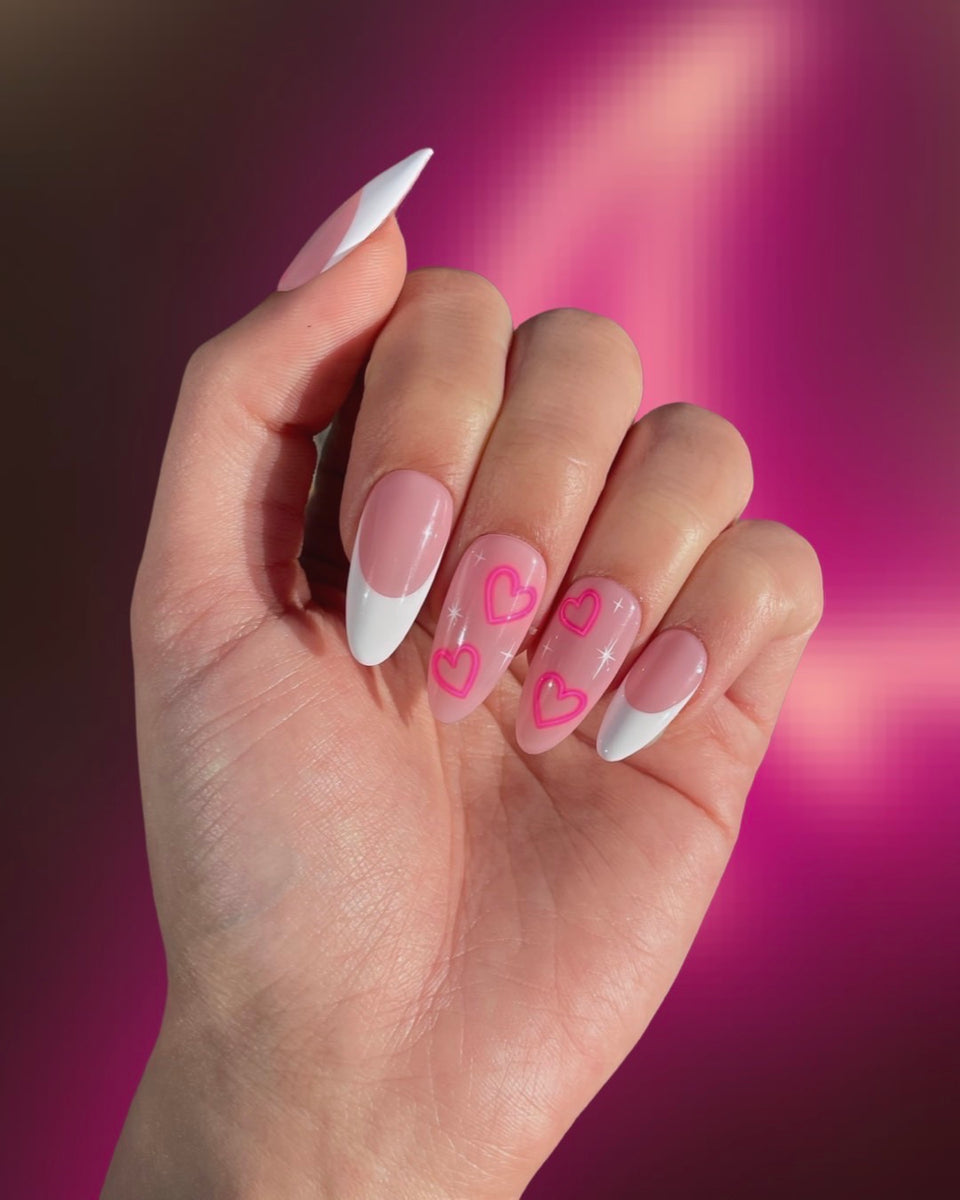 neon pink french manicure