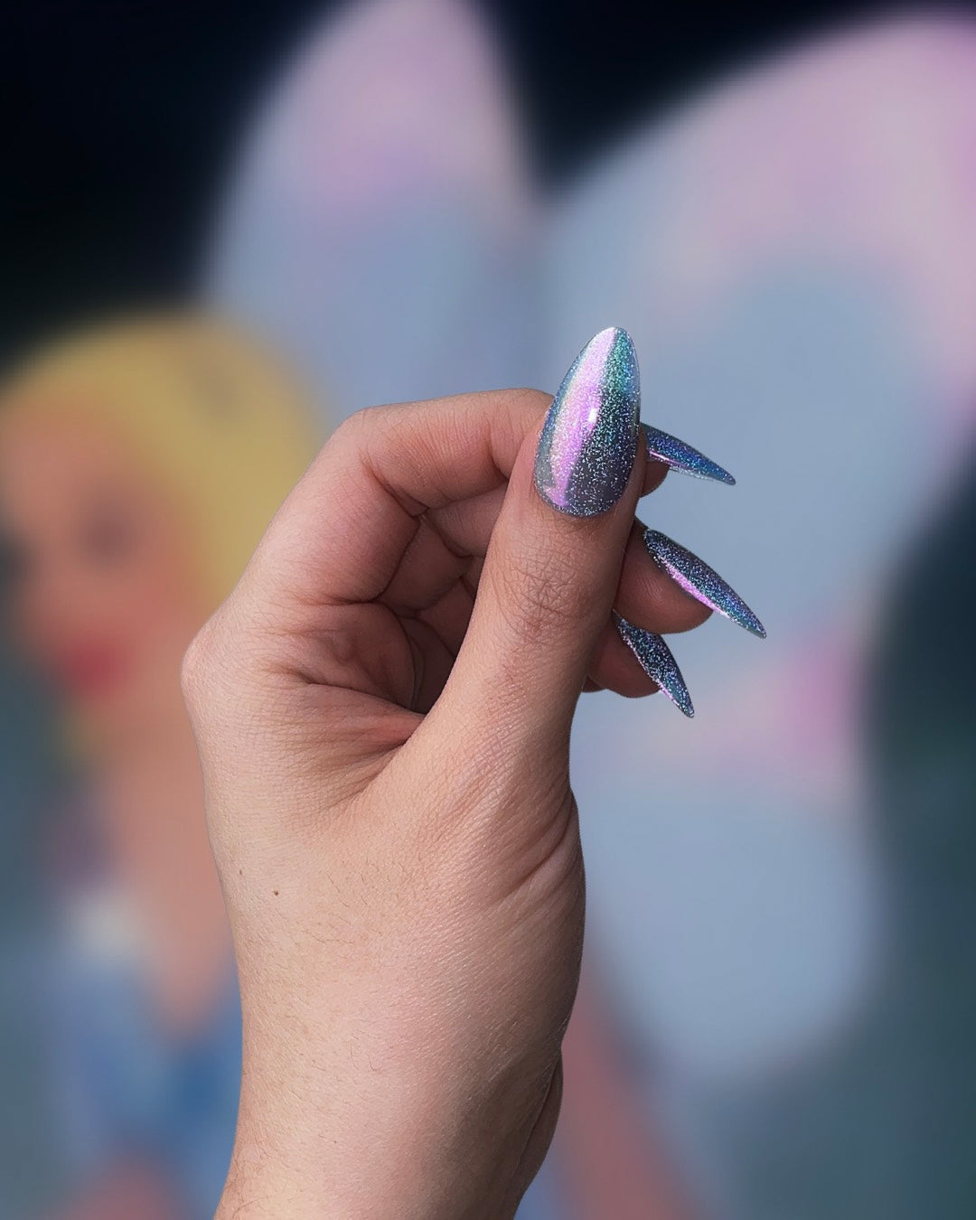 Light Blue Fairy Dust Nails That Shine