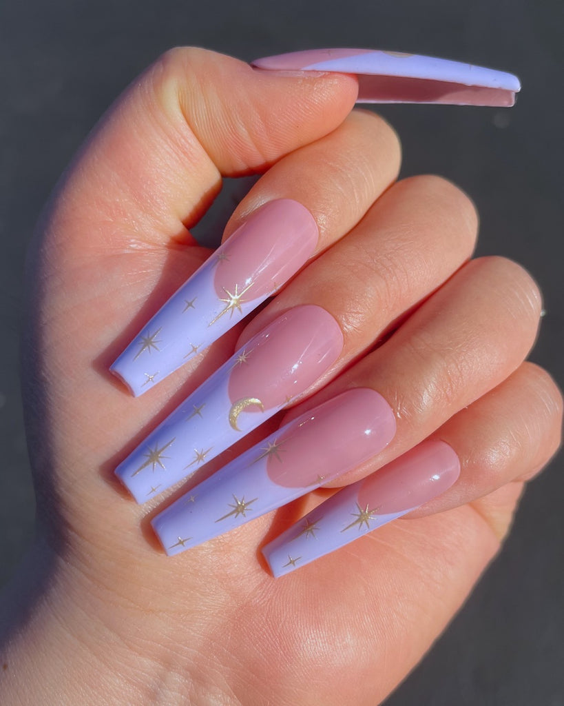 Celestial French-Pamper Nail Gallery-french tip 