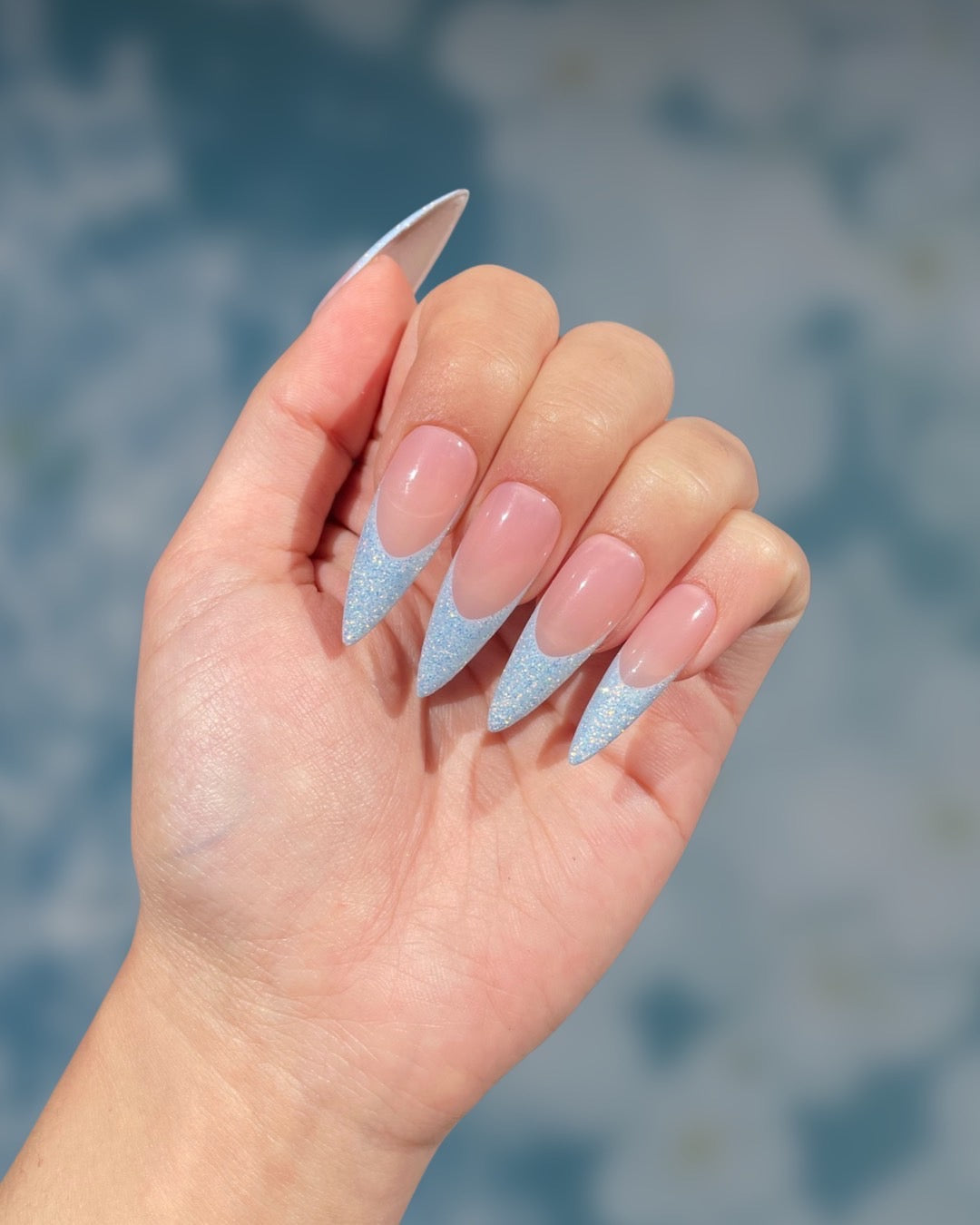 40 Modern French Style Nails To be Wearing in 2022 : Ombre Glitter Nails