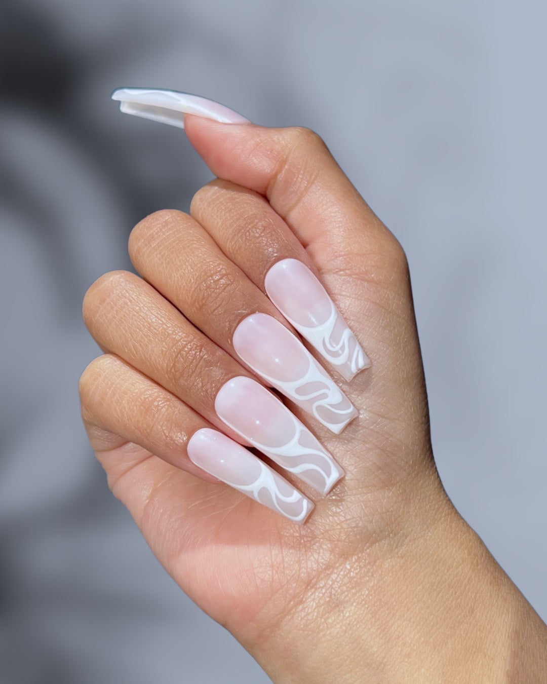 Nailbox - Móng tay úp nails thiết kế Màu trắng sữa kẻ dạ | Lazada.vn