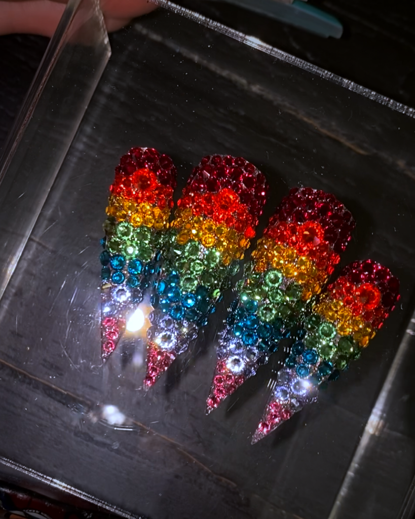 Rainbow-Pamper Nail Gallery-nail jewelry 
