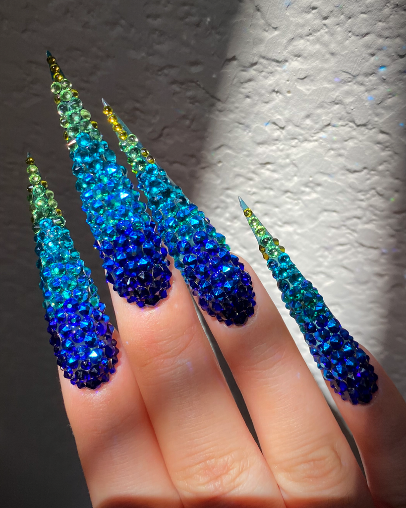 Cerulean Ombre-Pamper Nail Gallery-nail jewelry 