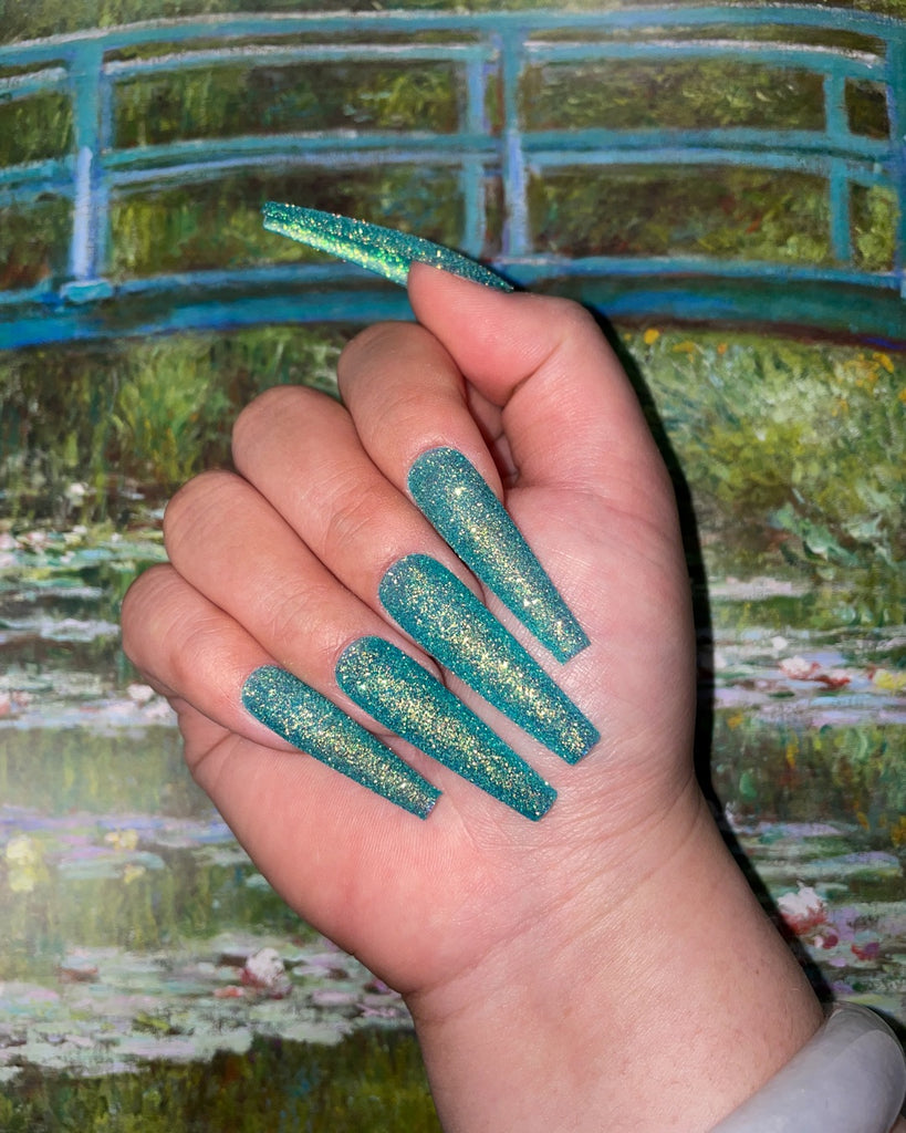 Monet Lily Pond-Pamper Nail Gallery-glitter