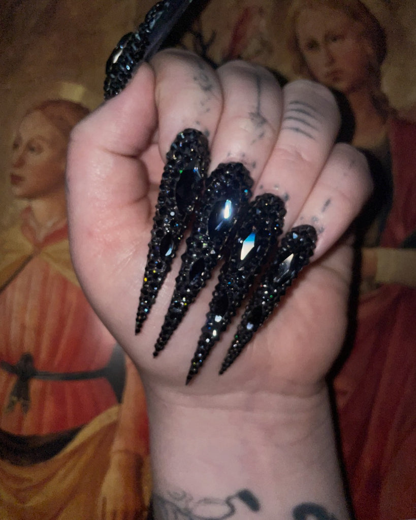 Diamonds: Onyx-Pamper Nail Gallery-nail jewelry 