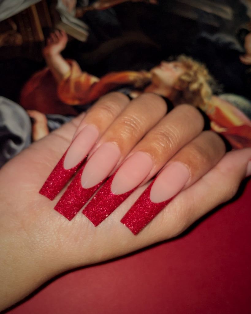 French Caravaggio Crimson-Pamper Nail Gallery-french tip 