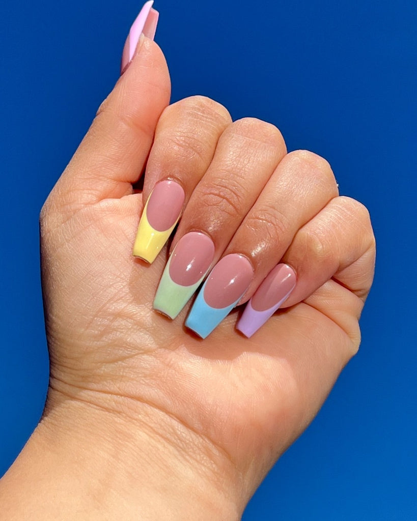 Pastel Rainbow French-Pamper Nail Gallery-french tip 