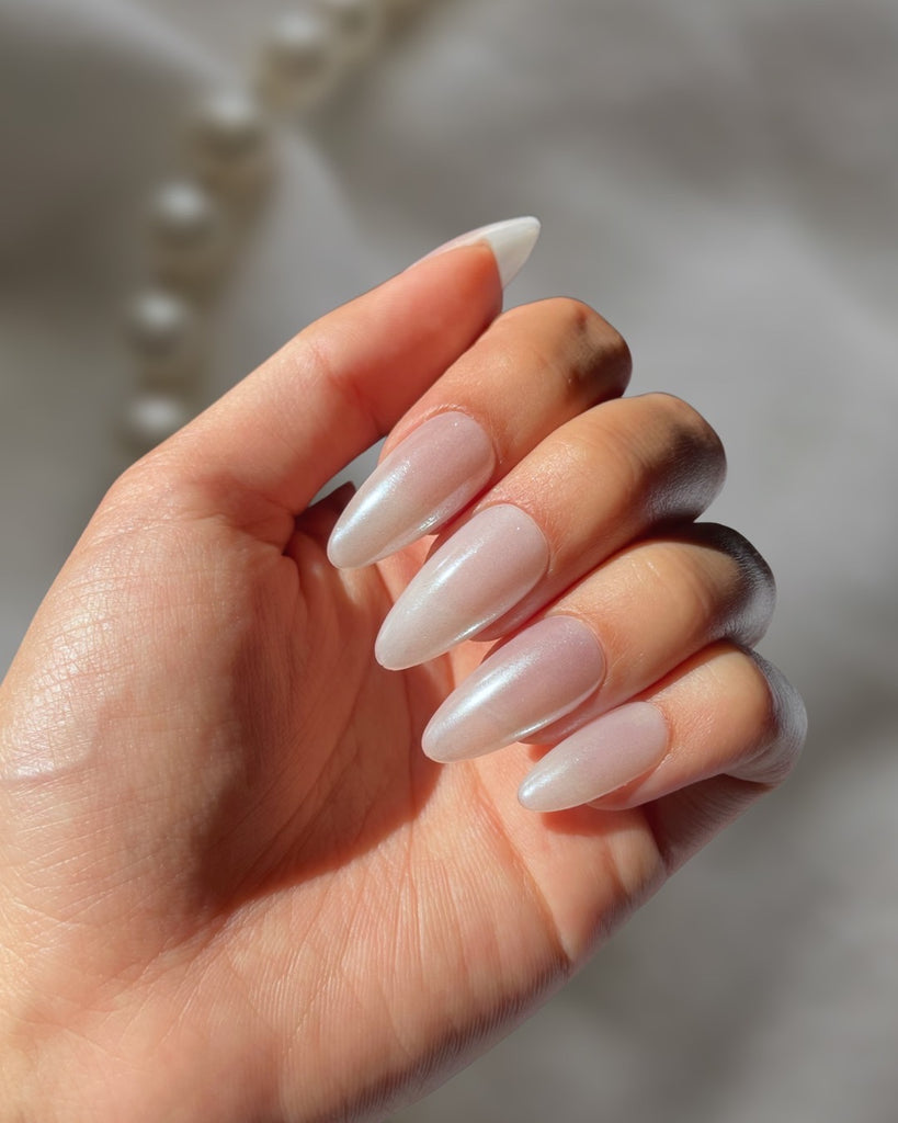 Shiny Pearl White Acrylic Nails Pure Color Medium Easy DIY Salon Fake Nail  Tips Women Finger Patch False Product Z832 | Wish
