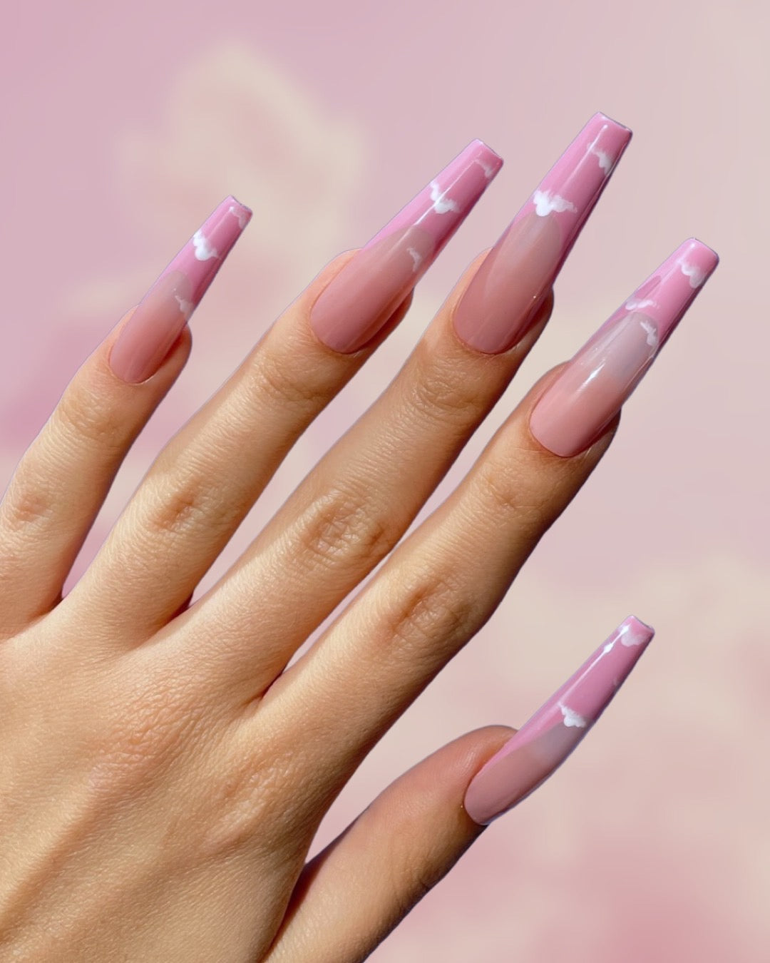 French Pink Pattern Light Pink French Tips