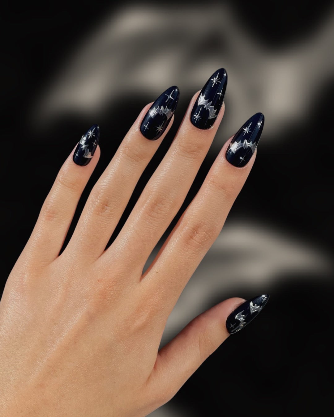 Chic Bat Silhouette Nails