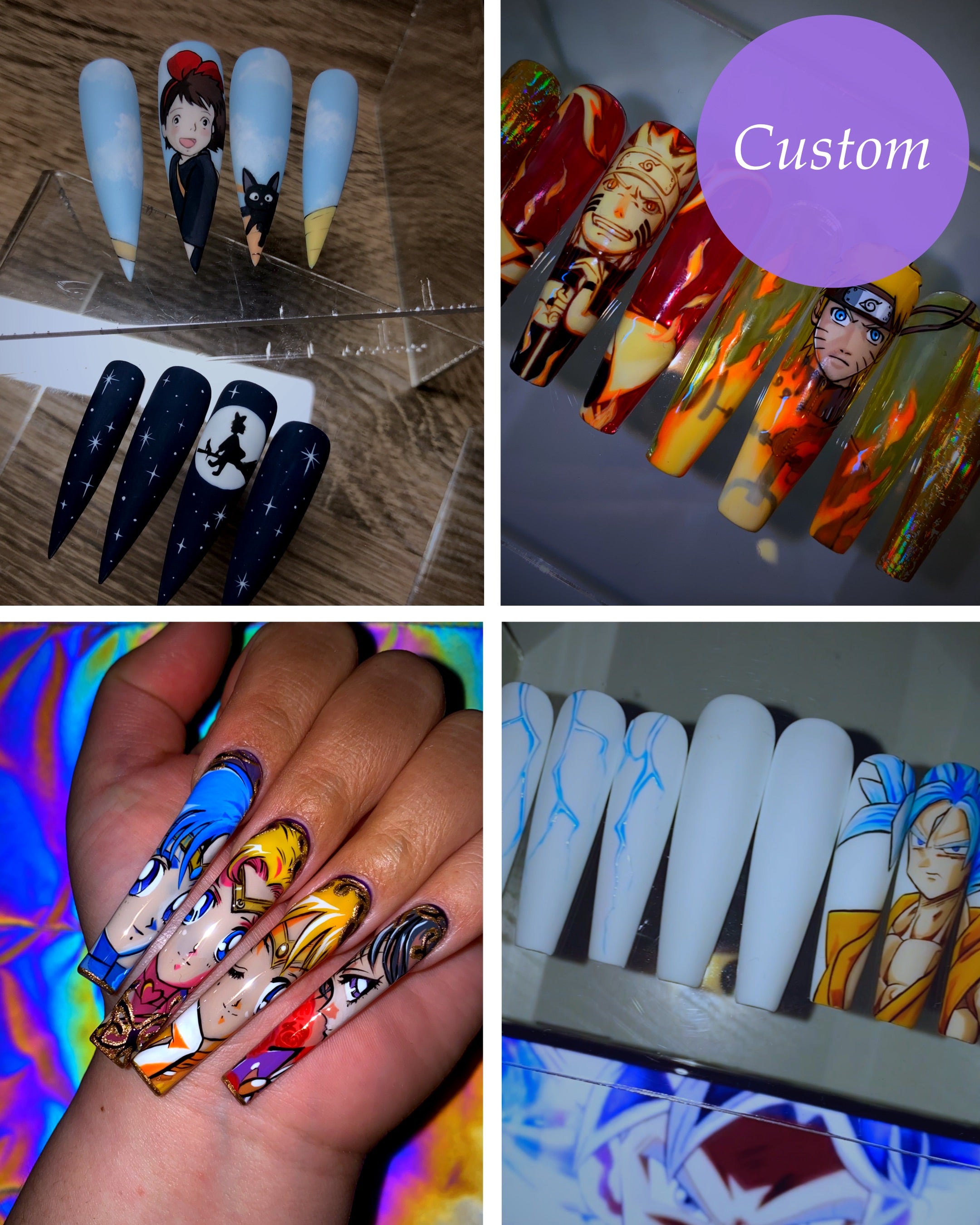 Full set of gel polish press on nails with 2 nails with art - Custom Press  On Nails - Next Level Nails - Nail Salon