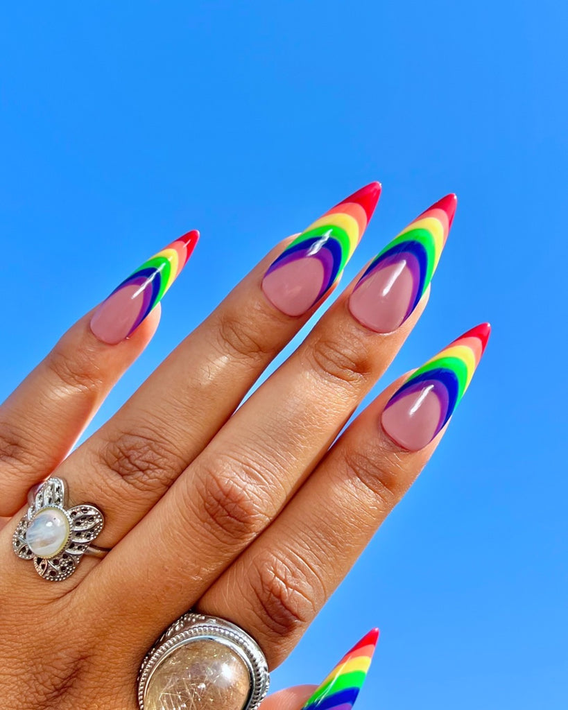 Rainbow French-Pamper Nail Gallery-french tip 