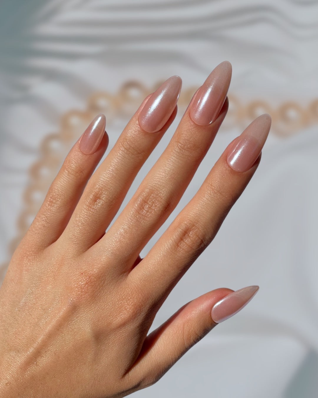 peach chrome nails